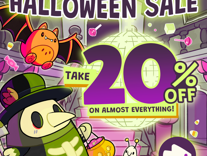 halloween sale: 20% off almost everything  using the code PARTY25, sale ends 11/3 @11:59pm PDT.