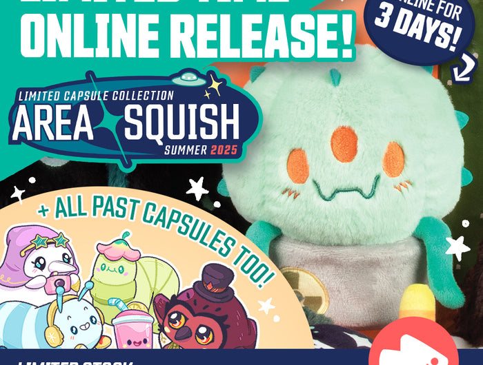 limited time online release of area squish mutant cactus and all past capsule collections, available until 10/5/25.