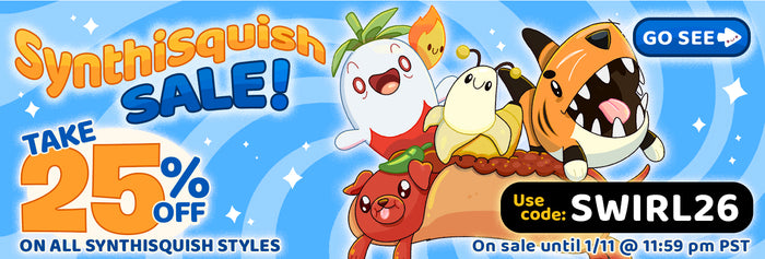 25% off SynthiSquish using the code SWIRL26. Ends 1/11/26.