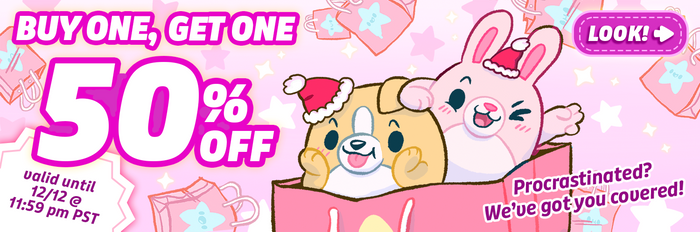 Buy One Get One 50% Off Online! Now until 12/12!