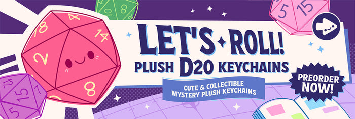 d20 Blind Box series 1: Let's roll. Cute & collectible mystery plush keychains available for preorder!