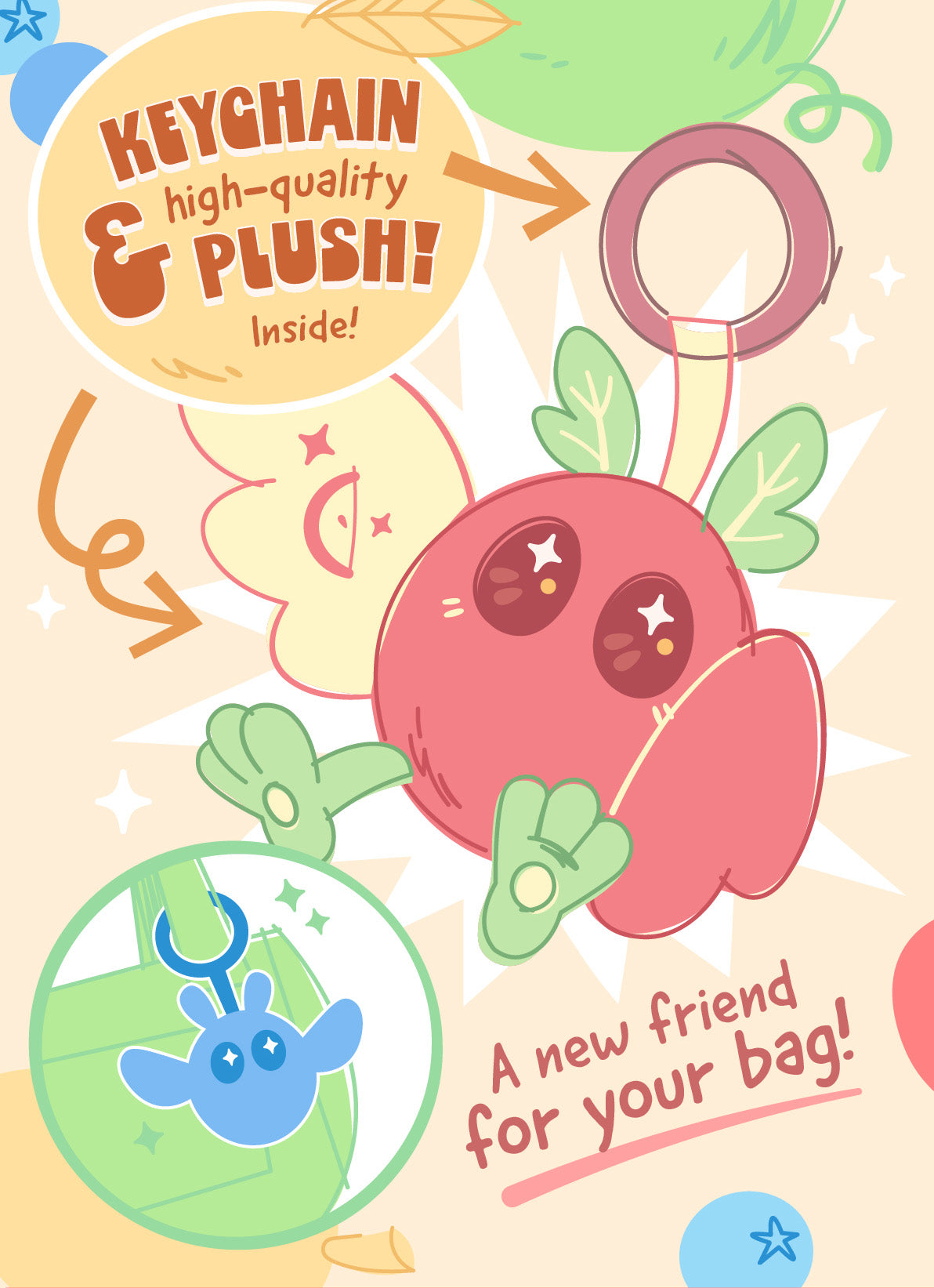 mothman Blind Box series 1: fruit stand. Cute & collectible mystery plush keychains