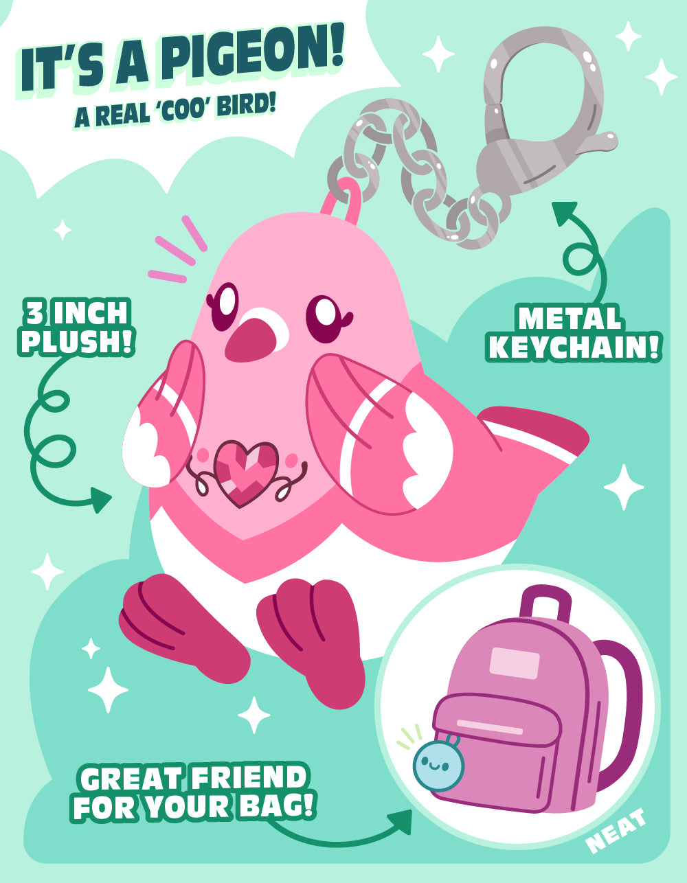 Micro Pigeon Blind Box Glittering Gems Side Callout