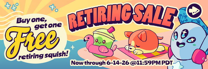 Buy One Get One Free on all Retiring Squish. Ends 6/14.