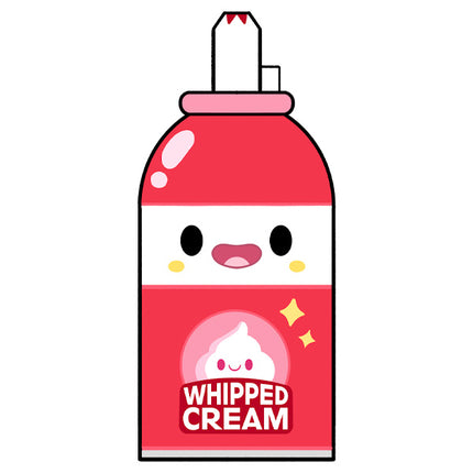 red and white whipped cream container