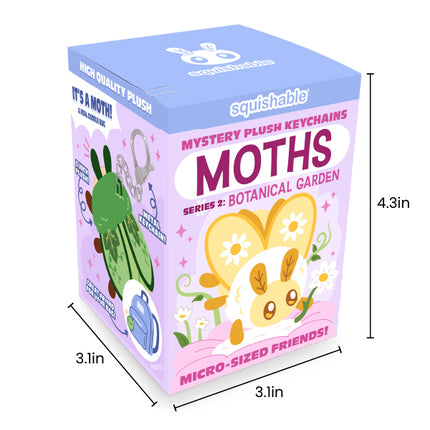 blind box moths series 2 botanical garden box individual box measurements: 3.1 inch wide, 3.1 inch deep, 4.3 inch tall