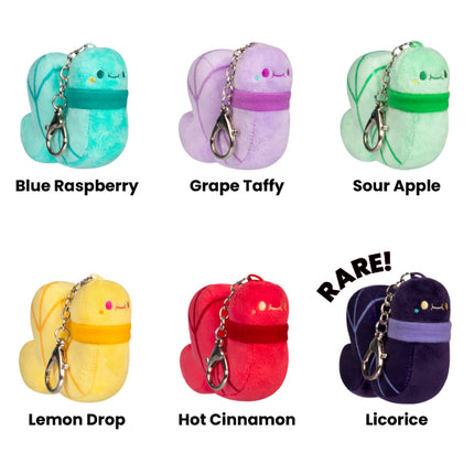 blind box worms series 1 candy shop all products: blue raspberry, grape taffy, sour apple, lemon drop, hot cinnamon, rare licorice