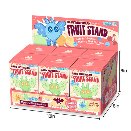 mothman blind box series 1 fruit stand carton box measurements: 12 inch wide, 8 inch deep, 6 inch tall