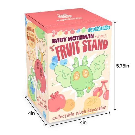 mothman blind box series 1 fruit stand individual box measurements: 4 inch wide, 4 inch deep, 5.75 inch tall