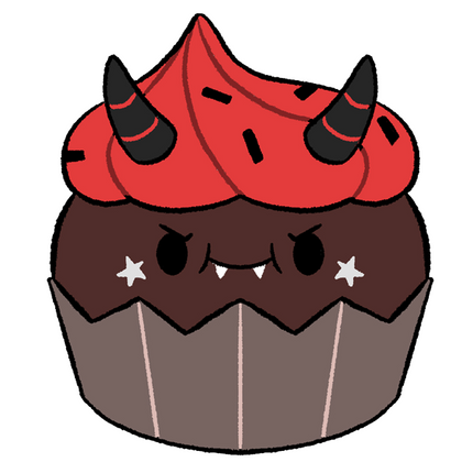 devils food cupcake design graphic