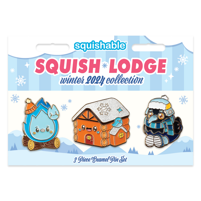 Squish Lodge Enamel Pin Set Packaging Image
