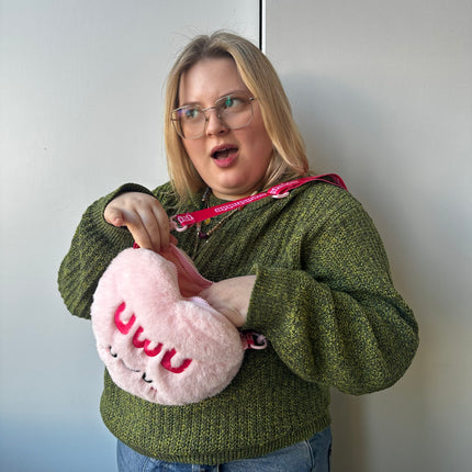 Squishable Fuzzy Candy Heart UWU Crossbody Bag