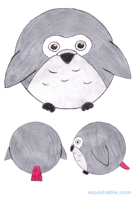 Squishable African Grey Parrot